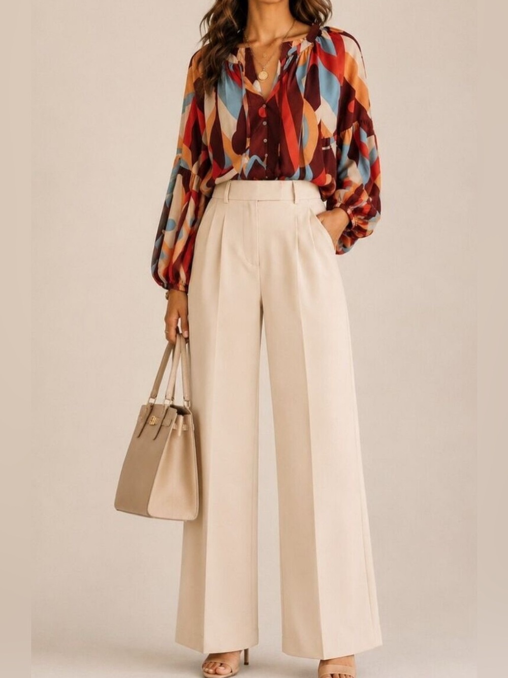 Anthropology August Sky Abstract Print Button-Front Blouse - Multicolor - Picture 2 of 4